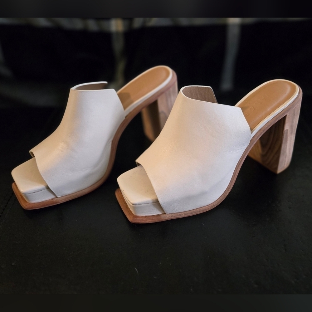 Wal & Pai Elegant White Women's Heel Mules Tan - Picture 2 of 8